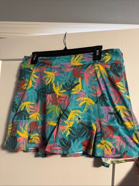 Women's Turquoise Floral Circle Skater Skirt